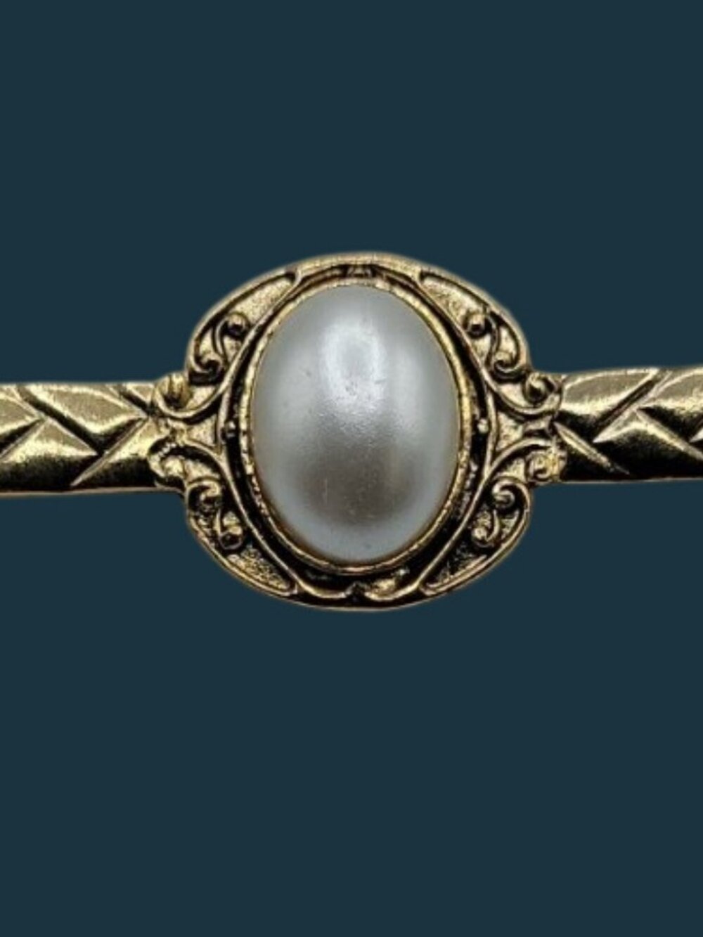 Vintage 1983 Danecraft Lasting Memory Collection Bar Brooch Chevron Pattern 3.25 - Picture 5 of 11